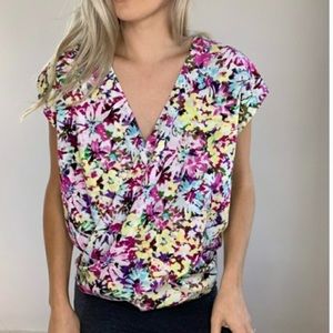 NWOT Cabi Eden Floral Print Wrap Top